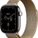 Apple Watch Series 12 46mm Natural Titanium Case with Milanese Loop Radiant Gold (S/M)