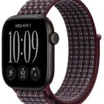 Умные часы Apple Watch Series 12 46mm Black Aluminum Case with Sport Loop Burgundy Plaid